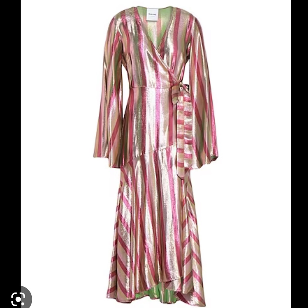 Black coral metallic pink dress